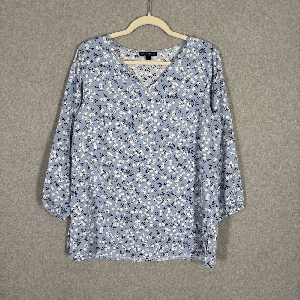 Mario Serrani Blouse Medium Floral Puff Flowy Thin Cottage Boho Farmhouse Twee